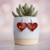 Hand Painted Red Glitter KC Heart Dangles