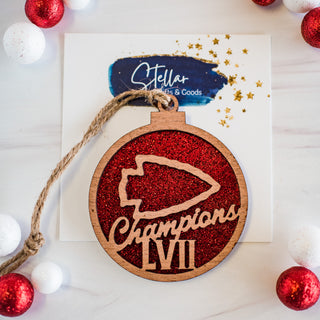 Champions LVII Arrowhead Ornament with Red Glitter