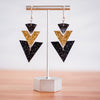 Black and Gold Triple Triangle Drop Dangles