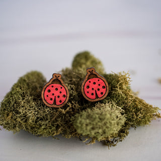 Hand Painted Lady Bug Studs 2