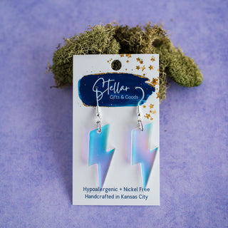 Holographic Lightning Bolt Dangle Earrings