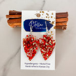 Medium Chunky Red & Gold Glitter Arrowhead Dangles