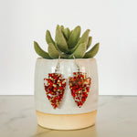 Medium Chunky Red & Gold Glitter Arrowhead Dangles