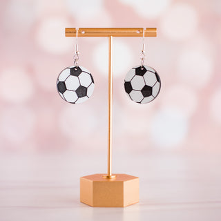 Petite Black & White Acrylic Soccer Dangles