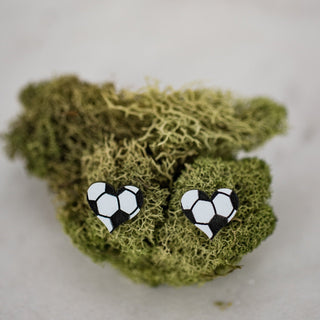 Soccer Ball Heart Studs