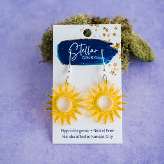 Yellow Glitter Sun Dangles