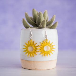 Yellow Glitter Sun Dangles 2