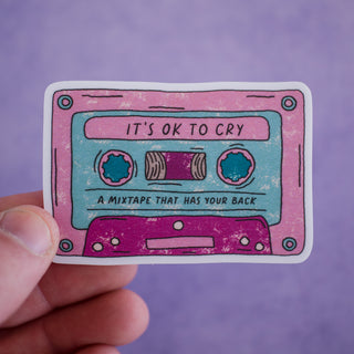 It's OK to Cry Mixtape Waterproof Vinyl Sticker