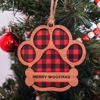Merry Woofmas Dog Paw Print Ornament