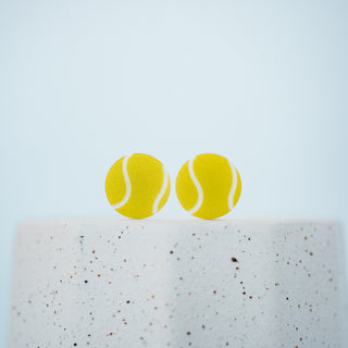 neon yellow and white tennis ball acrylic studs