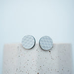 white acrylic golf ball stud earrings for sensitive ears