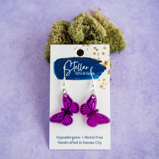 Petite Purple Butterfly Dangles
