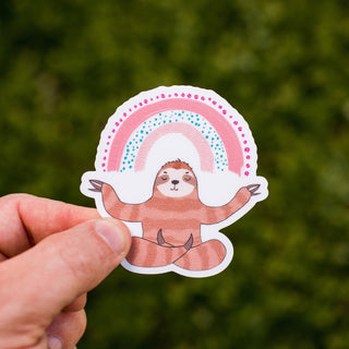 Meditating Sloth Waterproof Vinyl Sticker