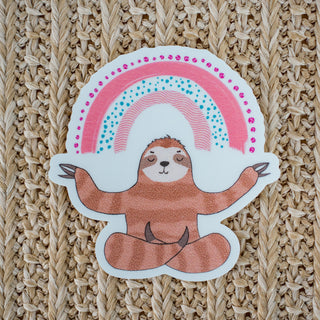 Meditating Sloth Waterproof Vinyl Sticker