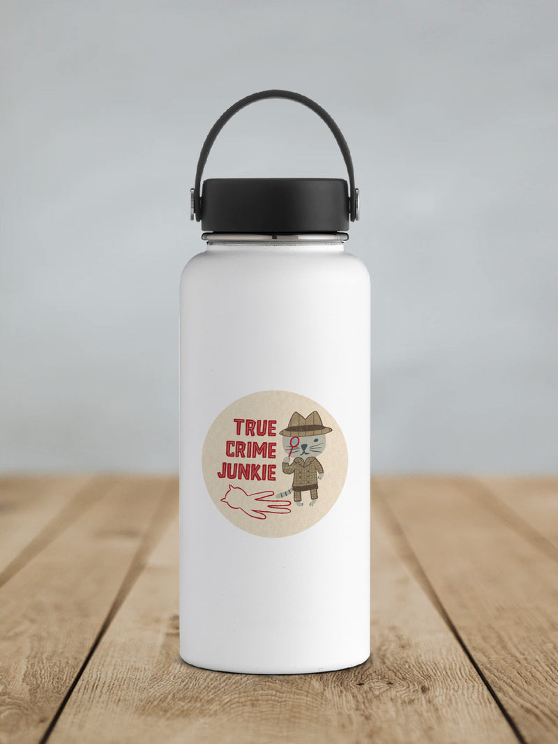 True Crime Junkie Cat Waterproof Vinyl Sticker